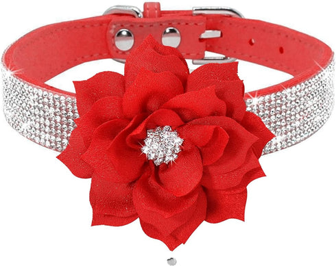 Cute Dog Collar with Bling Rhinestone, Fancy Crystal Diamond Glitter Pretty Jewel Soft Cat Collars for Small Medium Large Breed Dogs Girl Female P...