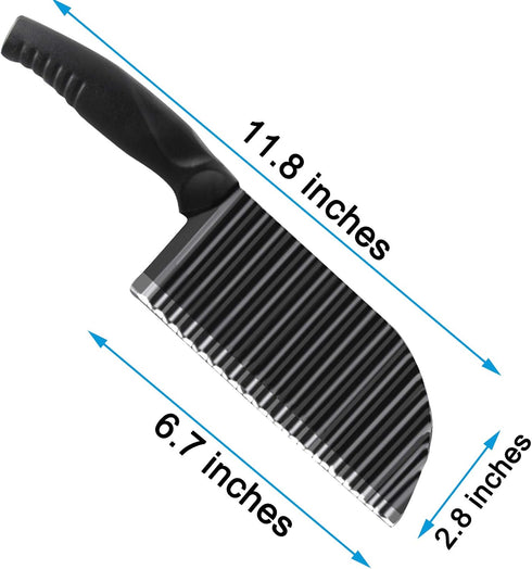 Upgraded Potato Crinkle Cutter, Stainless Steel Waffle Fly Cutter with a Julienne Peeler, Wavy Vegetable Slicer Kitchen Chopper Knife for Baby Foo...