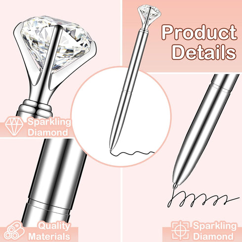 PASISIBICK 20 Silver Diamond Pens Cute Beautiful Ballpoint Pens for Women Wedding Coworkers Crystal Gifts(20 PCS)...