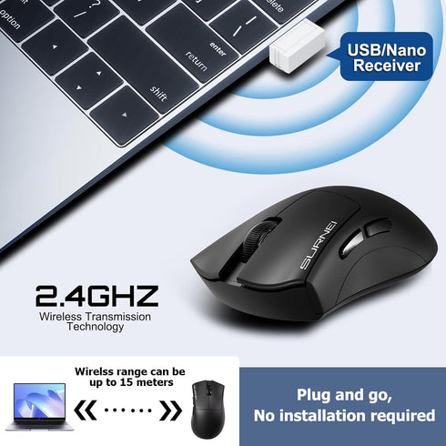 2.4GHz Silent Wireless Mouse, 1200 DPI Optical Sensor Cordless Mouse with USB Receiver, Ergonomic Grips, Portable Travel Computer Mouse for Laptop...