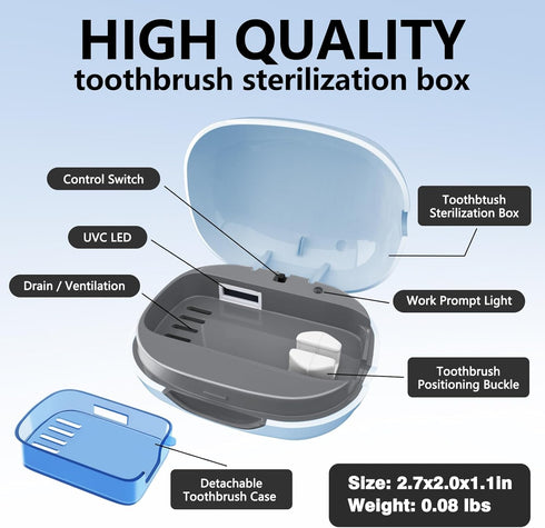 UV Toothbrush Covers Case San itizer and Holder with Light,Toothbrush Covers with Holder, Rechargeable Portable Toothbrush Cleaner Case, Toothbrus...