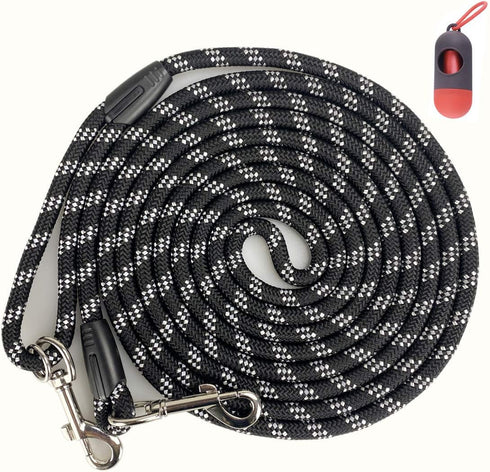 Long Rope Dog Leash for Dog Training 12FT 20FT 30FT 50FT, Reflective Threads Dog Cat Leashes Tie-Out Check Cord Recall Training Agility Lead for L...