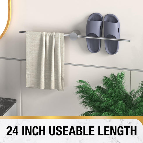 HITSLAM 24 Inch Brushed Nickel Towel Bar, SUS304 Stainless Steel Single Base Towel Rack Wall Mounted, Modern Home Decor Bathroom Towel Holder with...