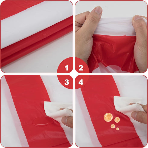 peony man 2 Pieces Red and White Striped Tablecloth Plastic Stripe Table Cover Carnival Circus Tablecloths Waterproof Rectangle Tablecloth for Hol...