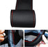 Leather Steering Wheel Cover, 15 inch Car Steering Wheel Stitch On Wrap with DIY Sewing Needles Thread, M Size (Black), HEADERBS56S7PERQZW-11...