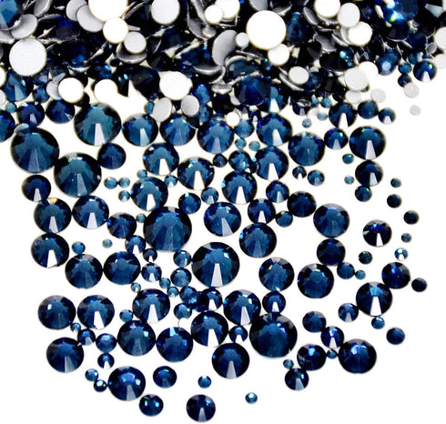 AD Beads 1440 Pieces Mixed Size No Hotfix Glue on Quality Glass Flatback Rhinestones Round Crystal Gems (27 Montana)...