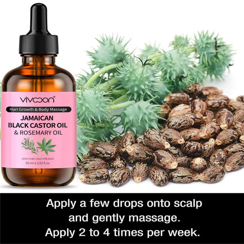 Jamaican Black Castor Oil with Rosemary, Black Castor Oil Cold Pressed, Organic Castor Oil for Hair Growth, Eyelashes and Eyebrows Growth, Castor ...