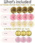 EpiqueOne 22-Piece Tissue Paper Pom Poms Party Set - Pink, Gold & Ivory | Includes 12 Pom Poms, 6 Paper Lanterns, 3 Honeycomb Balls & 1 6.5 ft. Ga...