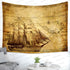 F-FUN SOUL Pirate Treasure Map Sailing Ship Drawing Tapestry, Large 80x60inches Soft Flannel, Old Ancient Pattern Wall Hanging Tapestries for Livi...