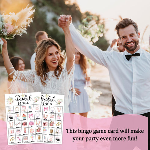 Bridal Shower Party 24 Players Bingo Game Set, Wedding Party Bingo Card, Home Large Groups Party Game Activities for Family and Friends, Adult Eng...