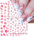 Cherry Blossom Nail Art Stickers, 3D Pink Flowers Nail Self-Adhesive Sticker Deisgns, Spring Red Plum Peach Leaf Dry Floral Nail Art Decals Suppli...