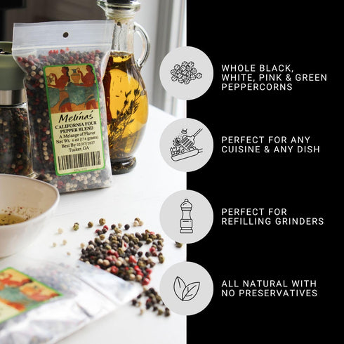 Melina's Peppercorns, California 4 Pepper Blend, 6 Ounce...