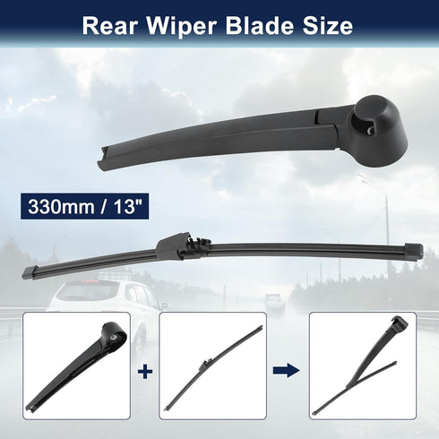 X AUTOHAUX Rear Windshield Wiper Blade Arm Set for VW Golf MK4 1997-2003 - 330mm 13inch...