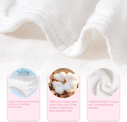 Muslin Burp Cloths Multi Colors Muslin Washcloths Diapers Cotton Burp Cloth Washcloths Diapers Newborn Face Towels Unisex ST2-SBPGJ...
