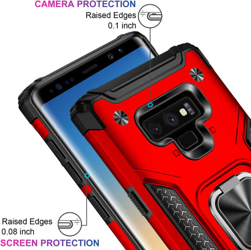 IKAZZ for Galaxy Note 9 Case,Dual Layer Soft Flexible TPU and Hard PC Anti-Slip Full-Body Rugged Protective Phone Cover with Magnetic Kickstand Re...