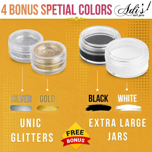 Face Painting Kit for Kids Party - 20 Water-Based Non-Toxic Sensitive Skin Paints, 3 Glitters, 2 Hair Chalks, Combs, 3 Paint Brushes, 40 Stencils,...