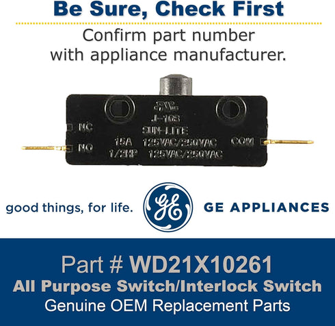 GE WD21X10261 Genuine OEM All Purpose Switch/Interlock Switch for GE Dishwasher...