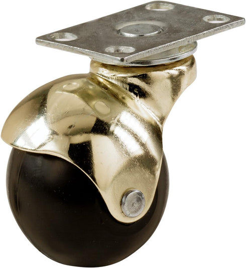 Shepherd Hardware 9353 1-5/8-Inch Office Chair Plate Caster, Bright Brass Hooded Ball, 2-Pack...