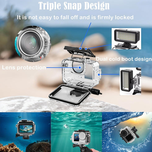 PCTC 45M(148ft) Waterproof Case for DJI Osmo Action4, Accessories for DJI Osmo Action3/4 Waterproof Case,Protective Underwater Dive Housing Shell ...