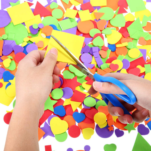 Sumind 1500 Pieces Self Adhesive Foam Stickers Mini Geometry Shapes EVA Foam Stickers for Kids DIY Art Craft, Circle, Square, Triangle, Heart, Pen...