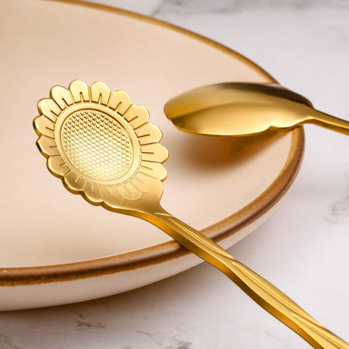 Chengu 8 Pieces Flower Coffee Tea Spoons Stainless Steel Sugar Spoons Tea Party Flower Fancy Tableware Set Stir Bar Creative Stirring Teaspoon, 8 ...