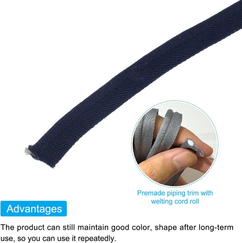 MECCANIXITY Piping Cord Trim 30 Yards 1/2 Inch Piping Tape for Sewing DIY Crafting Fabric Edge Trim Dark Blue...