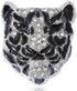 Alilang Sleek White Rhinestone Crystal Black Panther Tiger Leopard Kitty Cat Warrior Head Pin Brooch...