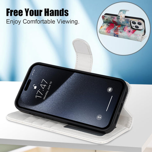 LUMARKE Designed for iPhone 15 Pro Wallet Case - Detachable Flip Folio Cover - RFID Blocking 4 Card Slots Holder - Leather Magnetic Kickstand - Pr...