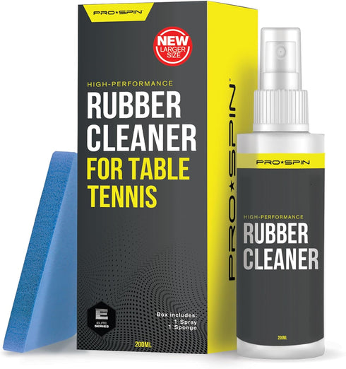 PRO SPIN Ping Pong Paddle Cleaner - Table Tennis Rubber Cleaning Kit - 200ml Rubber Cleaner & Sponge Included | Eliminate Dirt & Dust | Optimal Sp...