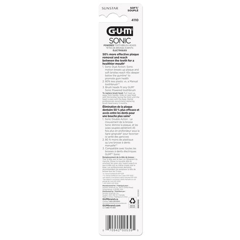 GUM Sonic Powered Toothbrush Refills, Tapered Bristles Clean Below The Gumline, Black 2ct. (Pack of 2)...