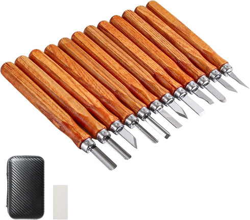 BeNICE1 ZiOR4-14-piece CR-V alloy steel engraving tool set with blade protective cover., carving kit, for beginner DIY woodworking kit, carving to...