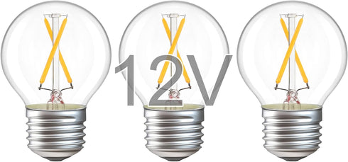 12 Volt Low Voltage LED Light Bulbs - Soft Warm 2700K 2W (Only for 12V DC/AC)- 25W Equivalent E26 Edison Base Small Globe Bulb for RV, Landscape L...