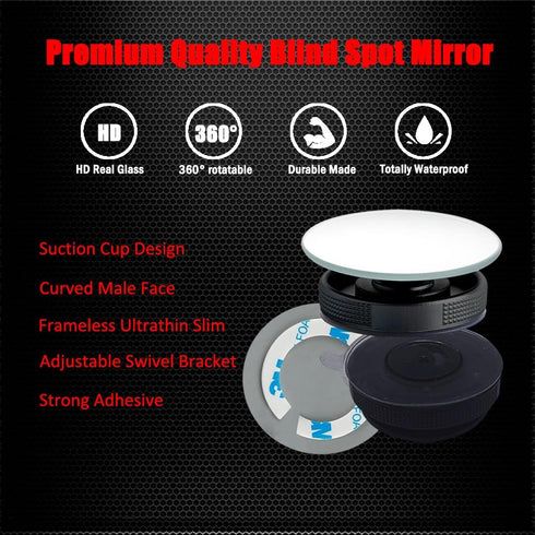 Suction Cup Blind Spot Mirror, Ampper 2" HD Glass Frameless Removable Convex Wide Angle Rear View Mirror (Round, Pack of 2)...