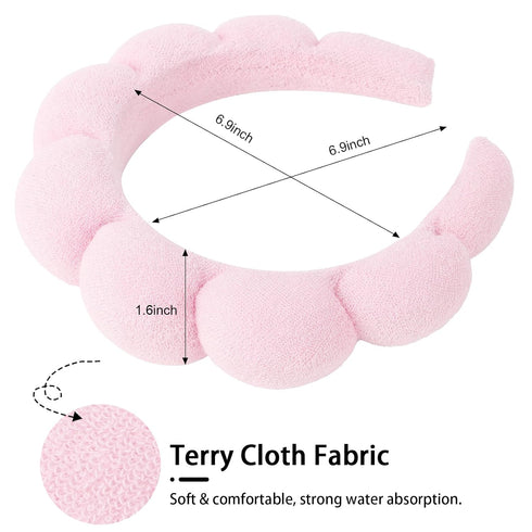 WHAVEL 3 Pack Spa Headband Skincare Headbands, Makeup Headband Sponge Terry Cloth Headbands Face Wash Headband Puffy Hair Band for Washing Face Wo...