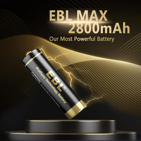 EBL Gold Pro Rechargeable AA Batteries 1.2V 2800mAh NIMH Battery Upgraded High Capacity AA Battery Precharged Double A Battery - 8 Packs...