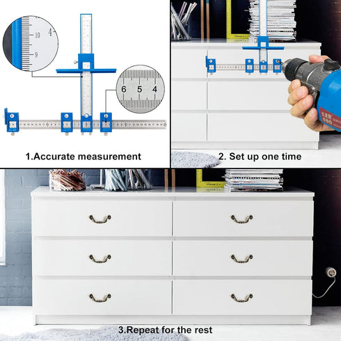 Cabinet Hardware Jig, Punch Locator Drill Guide,Wood Drilling Dowelling Guide for Installation of Handles Knobs on Doors and Drawer, Cabinet Templ...