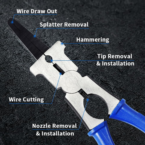 SPEEDWOX Professional MIG Welding Pliers 8 Inches 6 in 1 Multi Functional Tool Drop Forged High Carbon Steel for Scraping Spatter Gripping Drawing...