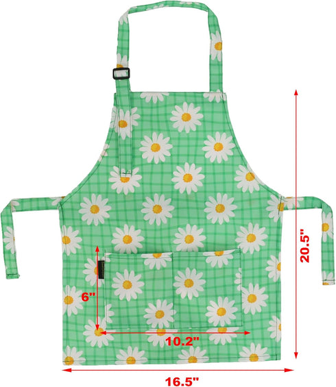 BeeGreen Kids Cooking Aprons w Adjustable Strap Kitchen Aprons w Front Pocket for Kids Toddler Painting Baking Artist...