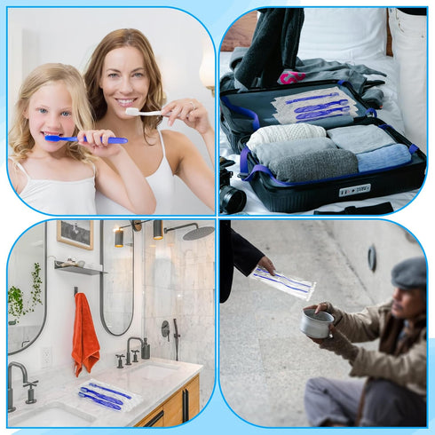 50 pcs Prepasted Disposable Toothbrushes Bulk Individually Wrapped Pre Pasted Soft Toothbrush, Single Use Travel Toothbrushes for Homeless Camping...