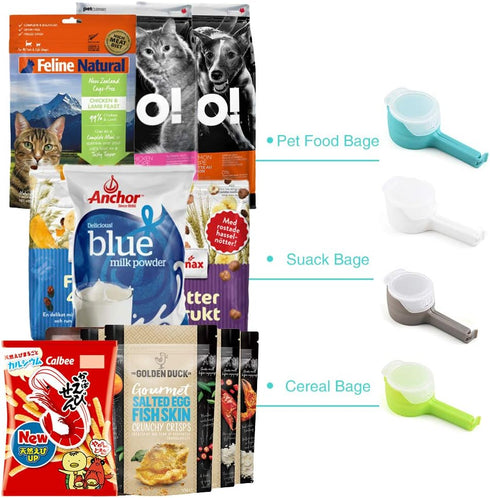 4pcs Food Bag Clips with Pour Spouts, Great Clips Bags for Kitchen, Suitable for Small Particle Food, Liquid,Flour and Baby Food Storage Organizer...