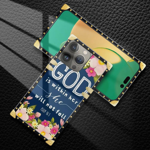 DAIZAG Case Compatible with iPhone 15 Pro Max,B Bible Verse God Square Case Luxury Elegant Women Girls Metal Decoration Corner Classic Retro Soft ...