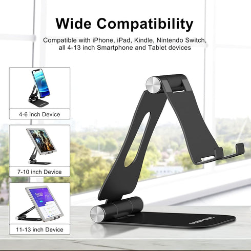 YOSHINE Cell Phone Stand, Upgraded Phone Stand for Desk, Adjustable Tablet Stand, Foldable Portable Aluminum Phone Holder, Cradle, Dock for All iP...
