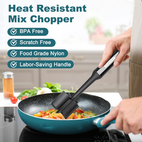 2 Pack Meat Chopper, Hamburger Chopper Masher, Heat Resistant Meat Masher Ground Meat Chopper, Meat Browning Utensil Cooking Tool...