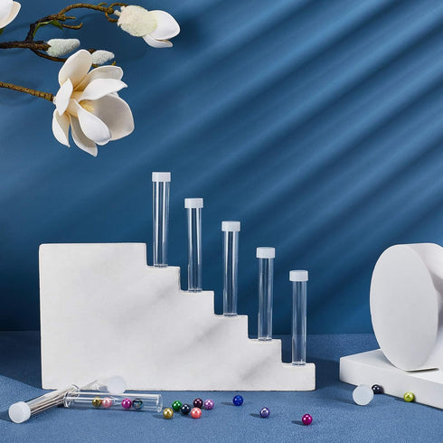 PH PandaHall 100pcs Clear Plastic Tube Bead Containers, Transparent Plastic Small Empty Storage Tubes Bead Container Set Organizers Boxes with Lid...