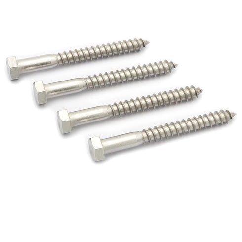 6pcs Hex Head Lag Screws, 3/8" x 3-1/2" Hexagon Head Wood Screws (Partially Threaded), 304 Stainless Steel Lag Bolts, Silvery...