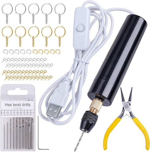 LET'S RESIN Electric Resin Drill, 74Pcs Hand Drill Supplies with 3-Jaw Clamp-Applicable to A Larger Drilling Range (0-3mm), Grip Nose Pliers, Keyc...