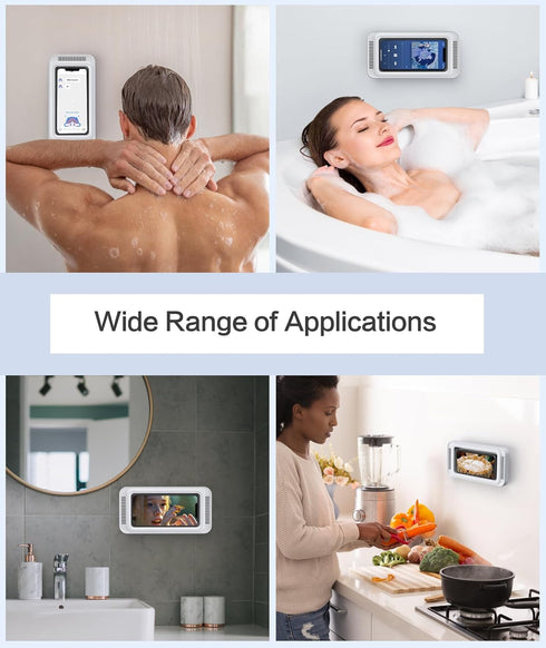 Waterproof Shower Phone Holder with 480° Rotation and Angle Adjustable, Enhanced Sound Quality, Fits Phones up to 7 Inches?White?......