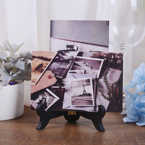 6 Packs Black Wooden Display Stand Plate Holder Easels Picture Frame Holder (5 inch)...