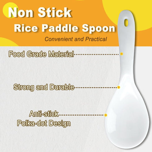 Vonty 2pcs ABS Non Stick Rice Paddle Spoon 7.8 Inch, White A...