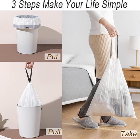 2 to 2.6 Gallon Drawstring Trash Bag, Small Garbage Bags, 72 Count...